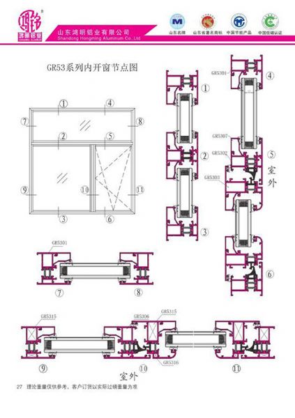 GR53系列內(nèi)開窗節(jié)點圖